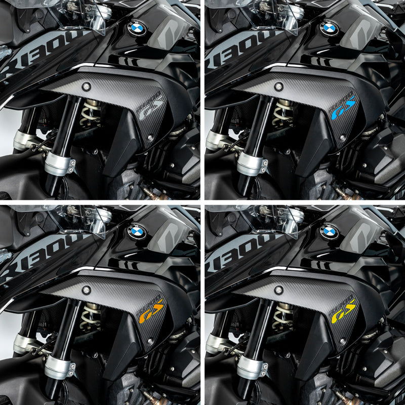 Quattro combinazioni di colore del logo GS sulle cover radiatore in carbonio LOBOO CSB131