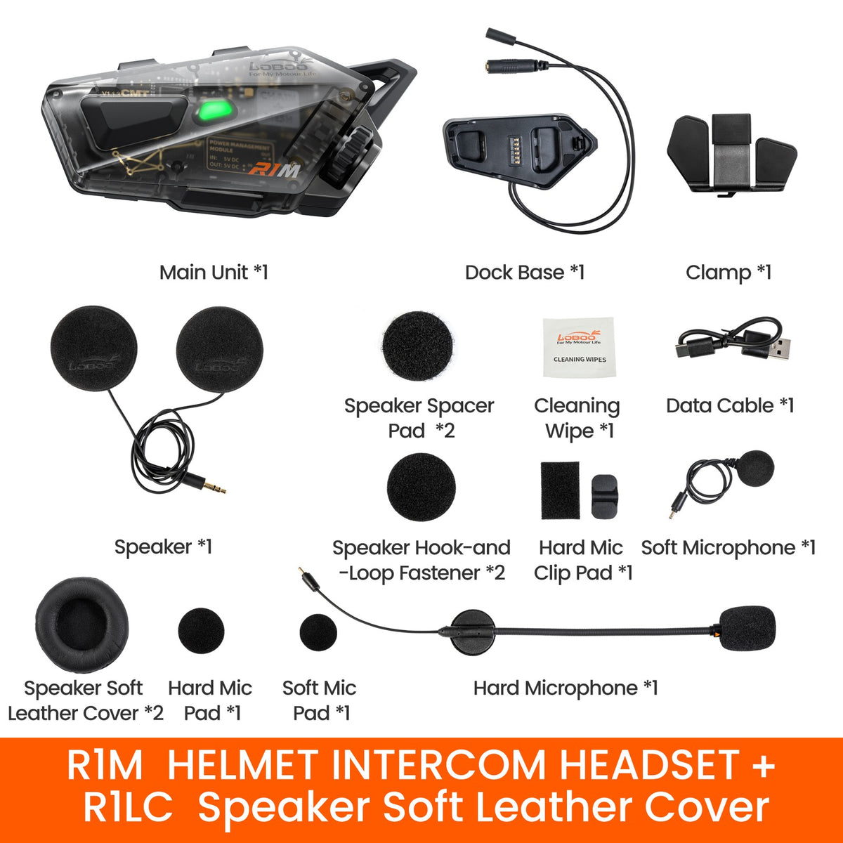Contenuto della confezione R1M con i cuscinetti in pelle R1LC