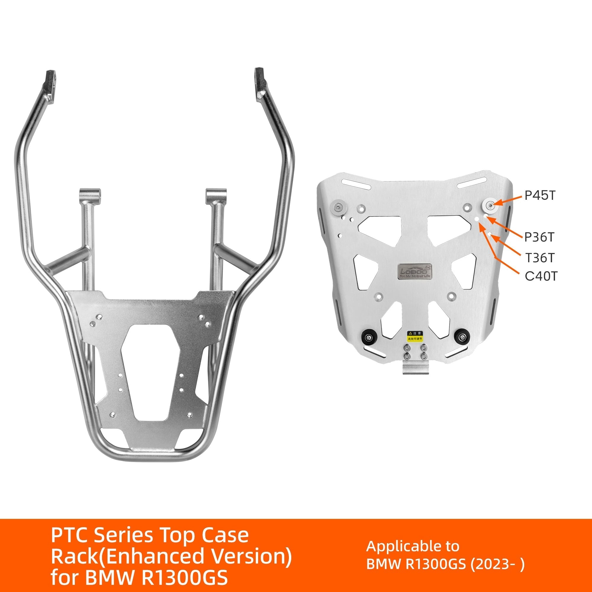 Piastra top case LOBOO per BMW R 1300 GS con attacchi P45T, P36T, T36T e C40T
