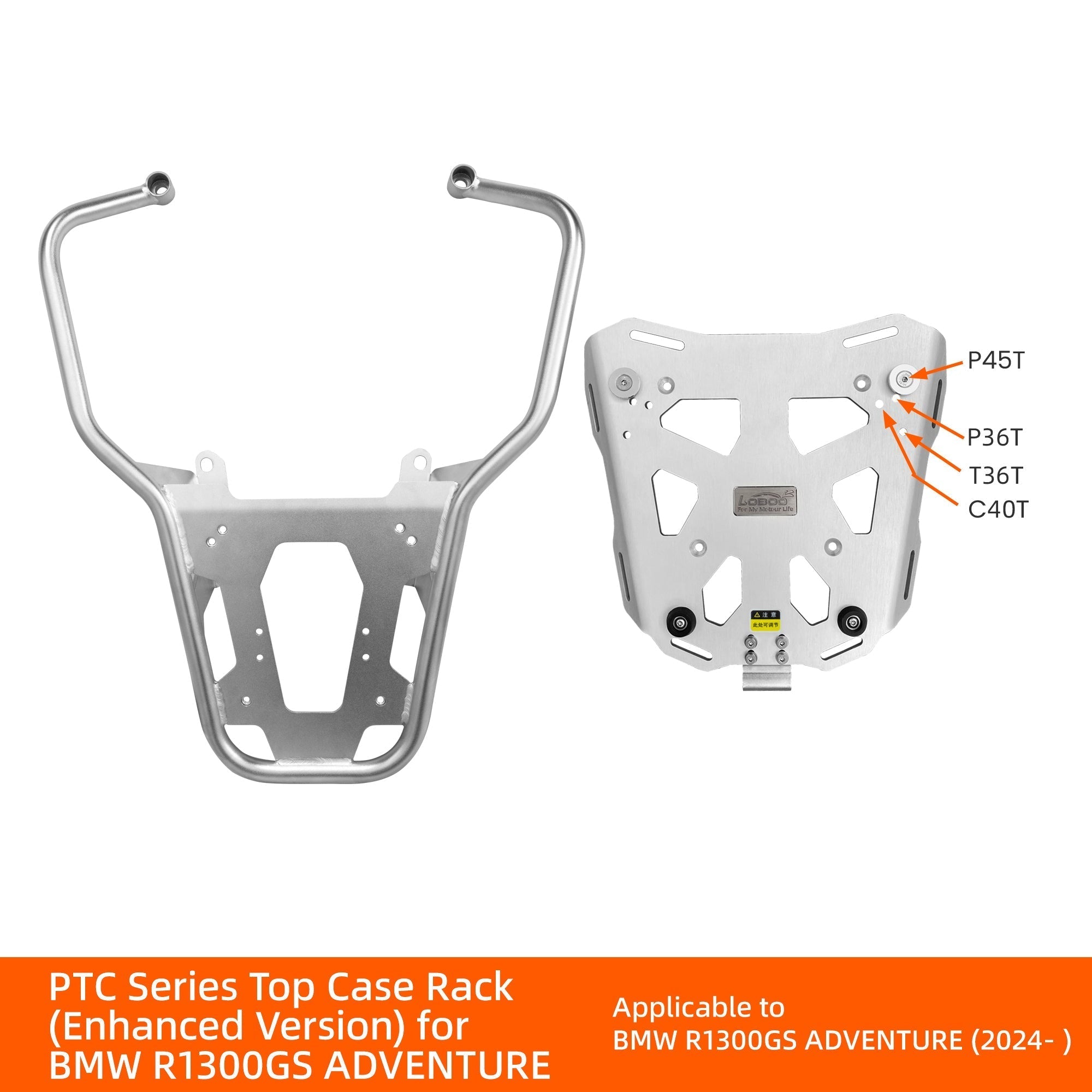 Piastra top case LOBOO R 1300 GS Adventure con attacchi P45T, P36T, T36T
