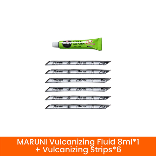 Recarga para kit de reparación de tubeless — líquido vulcanizante de 8 ml y 6 tiras MARUNI