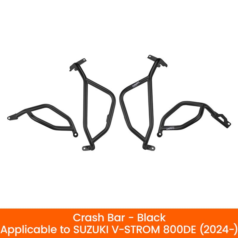 Crash bar LOBOO CHG421 in finitura nera per Suzuki V-Strom 800DE: le quattro barre del kit con le staffe