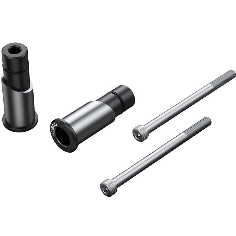 Recibes cuatro piezas: dos separadores y dos tornillos