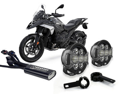 Kit faretti D7 PRO e centralina CANsmart DENALI per BMW R 1300 GS con collari da paramotore