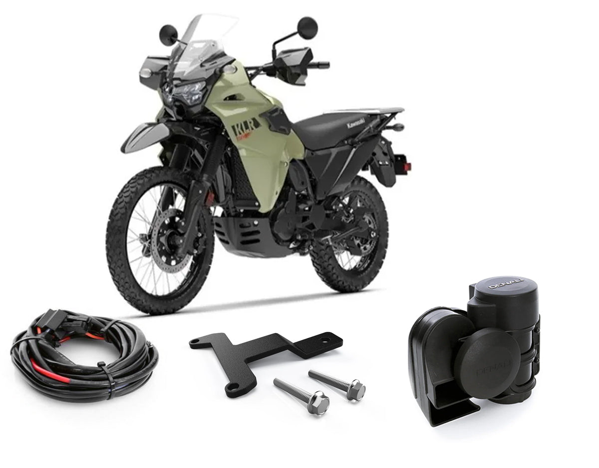 Kit clacson DENALI SoundBomb con staffa e cablaggio per Kawasaki KLR 650