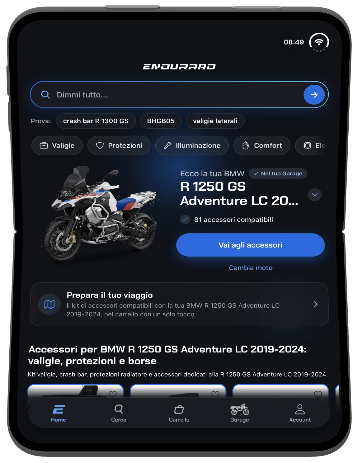 App Endurrad su iPhone Duo in apertura: la Home passa al layout largo