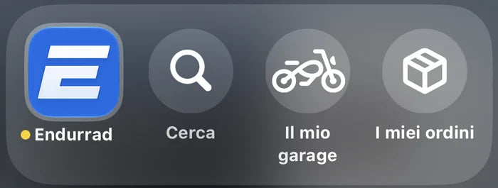 Spotlight su iPhone: scorciatoie Endurrad Cerca, Il mio garage e I miei ordini