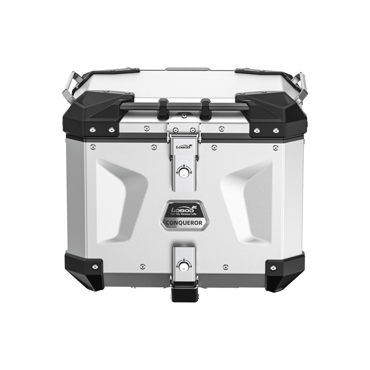 Bauletto CONQUEROR C40T da 40 litri in alluminio argento, vista di tre quarti