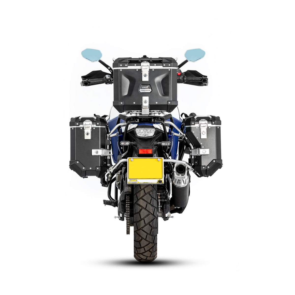 Bauletto CONQUEROR C40T montato sulla moto, vista posteriore
