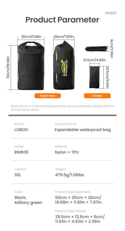 Bolsa plegable e impermeable de 30 litros - Endurrad.com