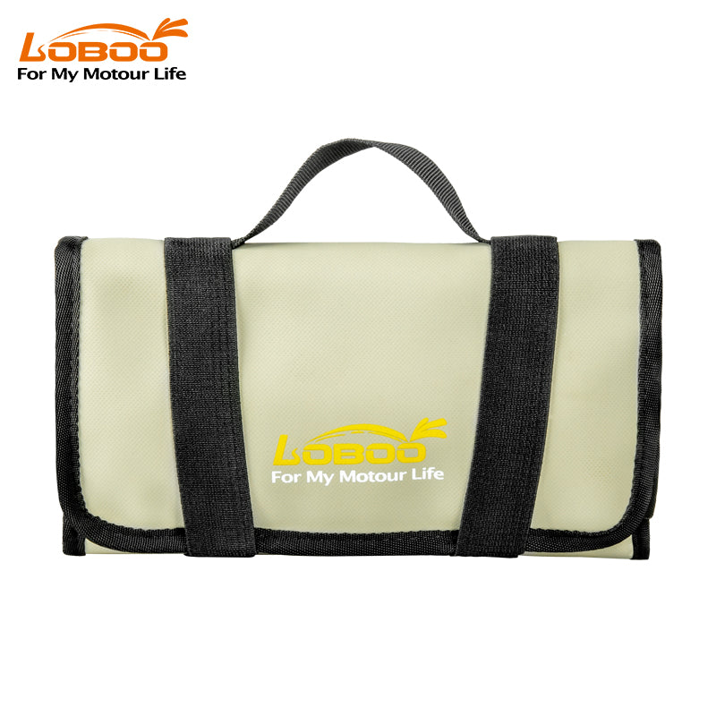 Borsa attrezzi moto LOBOO BGJB03 chiusa nella versione giallo deserto e nero