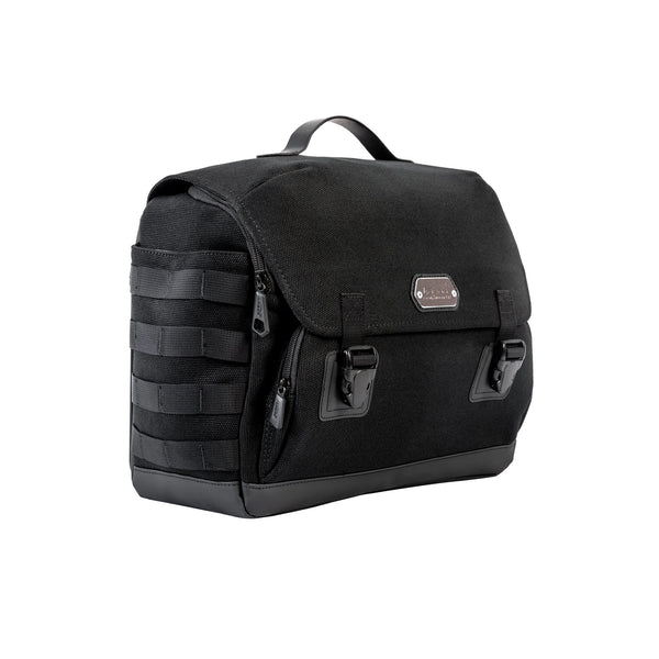 Bolsa lateral vintage para moto de 12 litros | lona de algodón gruesa, liberación rápida con llave