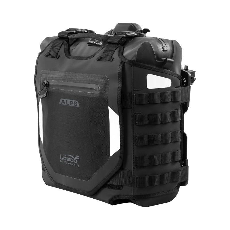 Borsa LOBOO Alps con supporto di fissaggio, vista tre quarti da sinistra