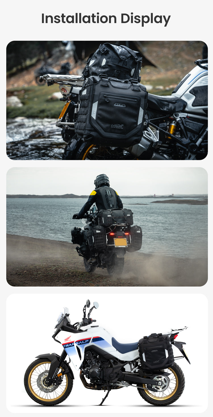 Borse LOBOO Alps installate su BMW GS e Honda XL750 Transalp