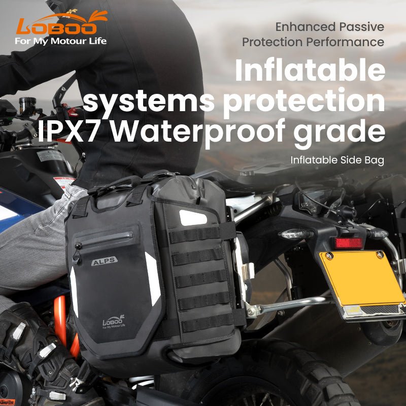 Borsa LOBOO Alps montata su moto, protezione gonfiabile e impermeabilita IPX7