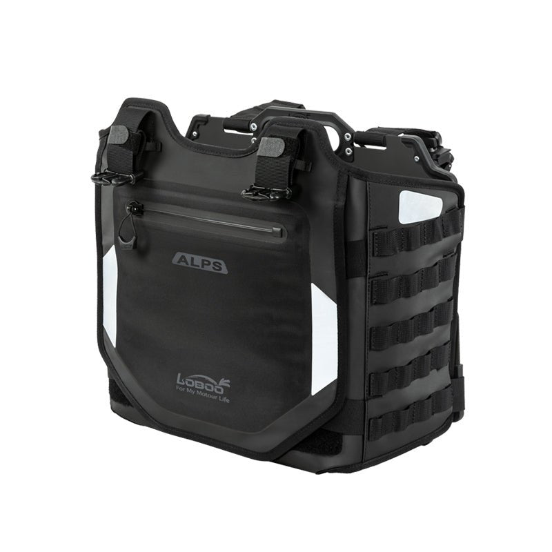 Borsa LOBOO Alps con supporto e attacchi a sgancio rapido, vista frontale