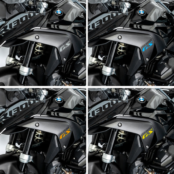 Cubierta del radiador de carbono para BMW R 1300 GS | 180 g el par, adhesivos con el logotipo GS en 4 colores