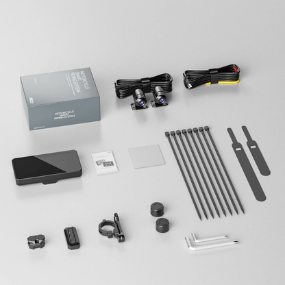 JADO S6 Kit completo: S6 + dashcam Sony + TMPS presión de neumáticos de moto, mando a distancia inalámbrico, soporte para manillar, manual de instrucciones, llaves hexagonales, bridas, bloqueador de cable, cables GPS y de alimentación, soporte para articulación del manillar.