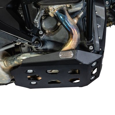Paracoppa LOBOO montato sotto il motore boxer della BMW R 1300 GS, vista laterale