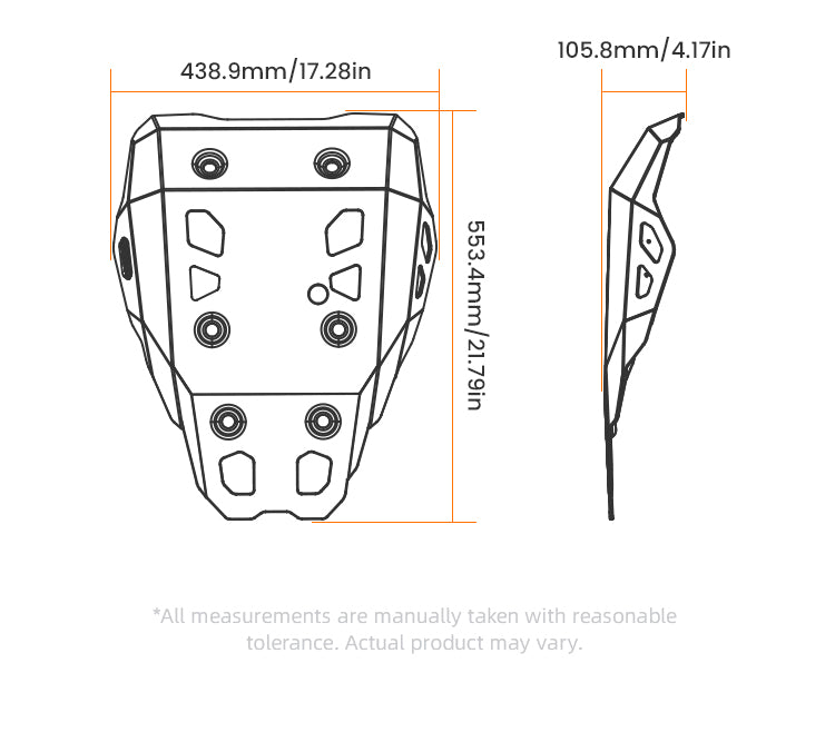 Las medidas: 438,9 × 553,4 × 105,8 mm