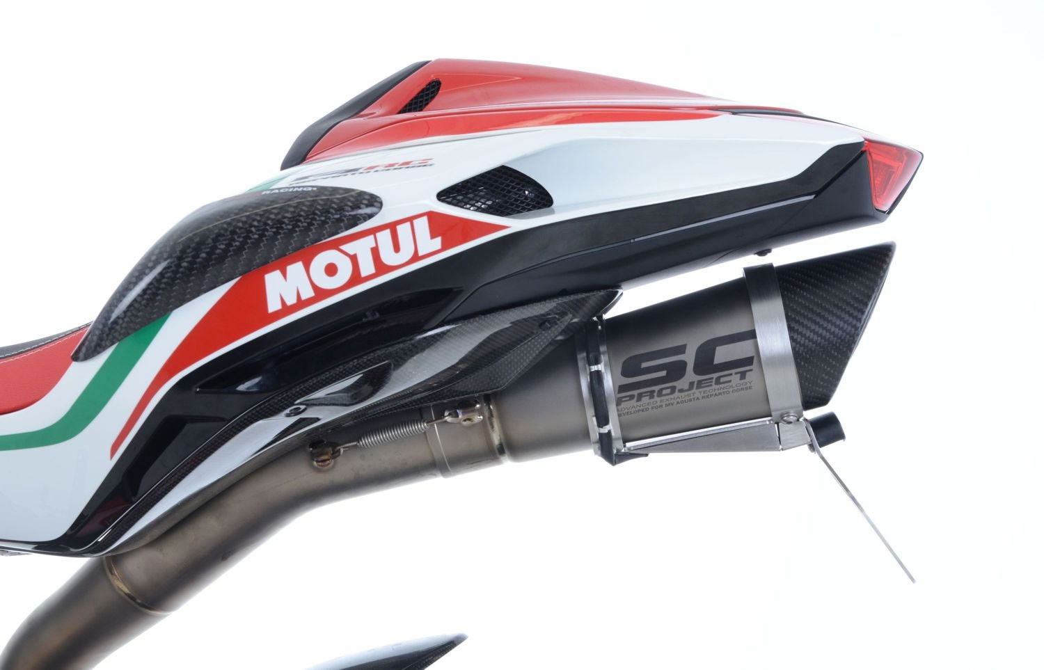 Portatarga MV Agusta F4 RC '17 con scarico SC Project - alluminio satinato