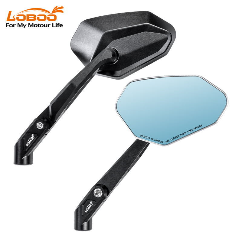 Coppia di specchietti LOBOO RM03 di tre quarti, lente da 156,2 × 97,5 mm e braccio in alluminio