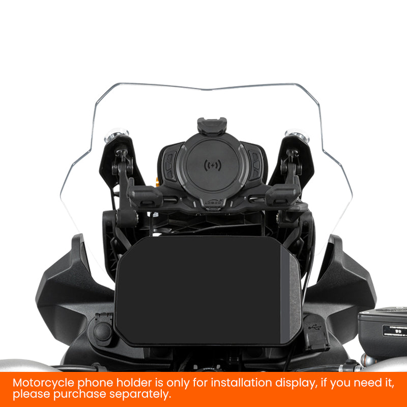 BMW F 850 GS con caricatore wireless montato sulla traversa: il supporto non è incluso
