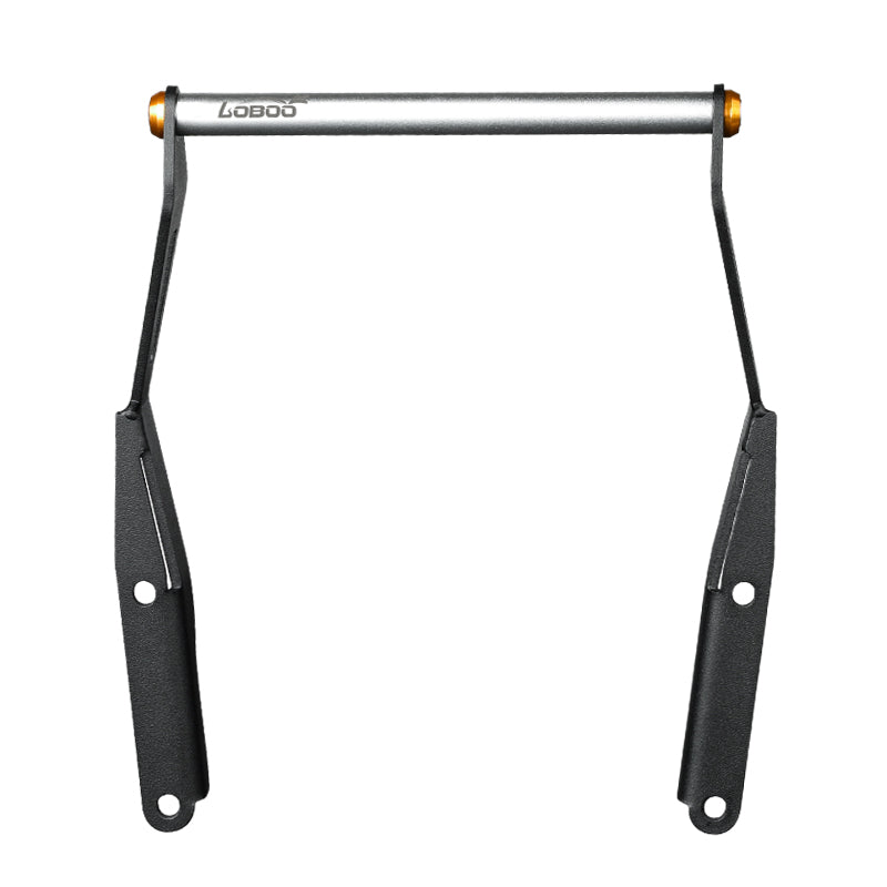 Supporto navigatore CFMOTO 800MT visto di fronte, traversa da 150 mm fra le due staffe