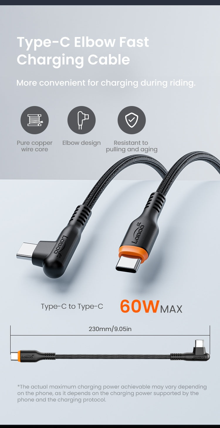 El cable acodado Type-C, si eliges la carga por cable