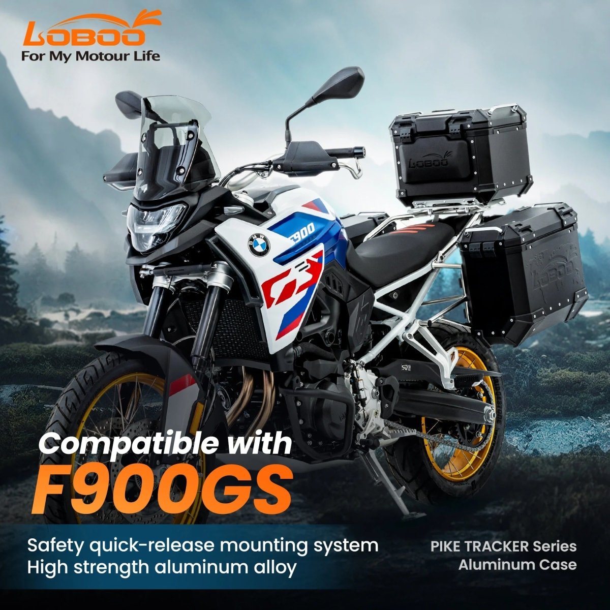 Maletas de aluminio BMW F900 GS - LOBOO PIKE TRACKER - Endurrad.com