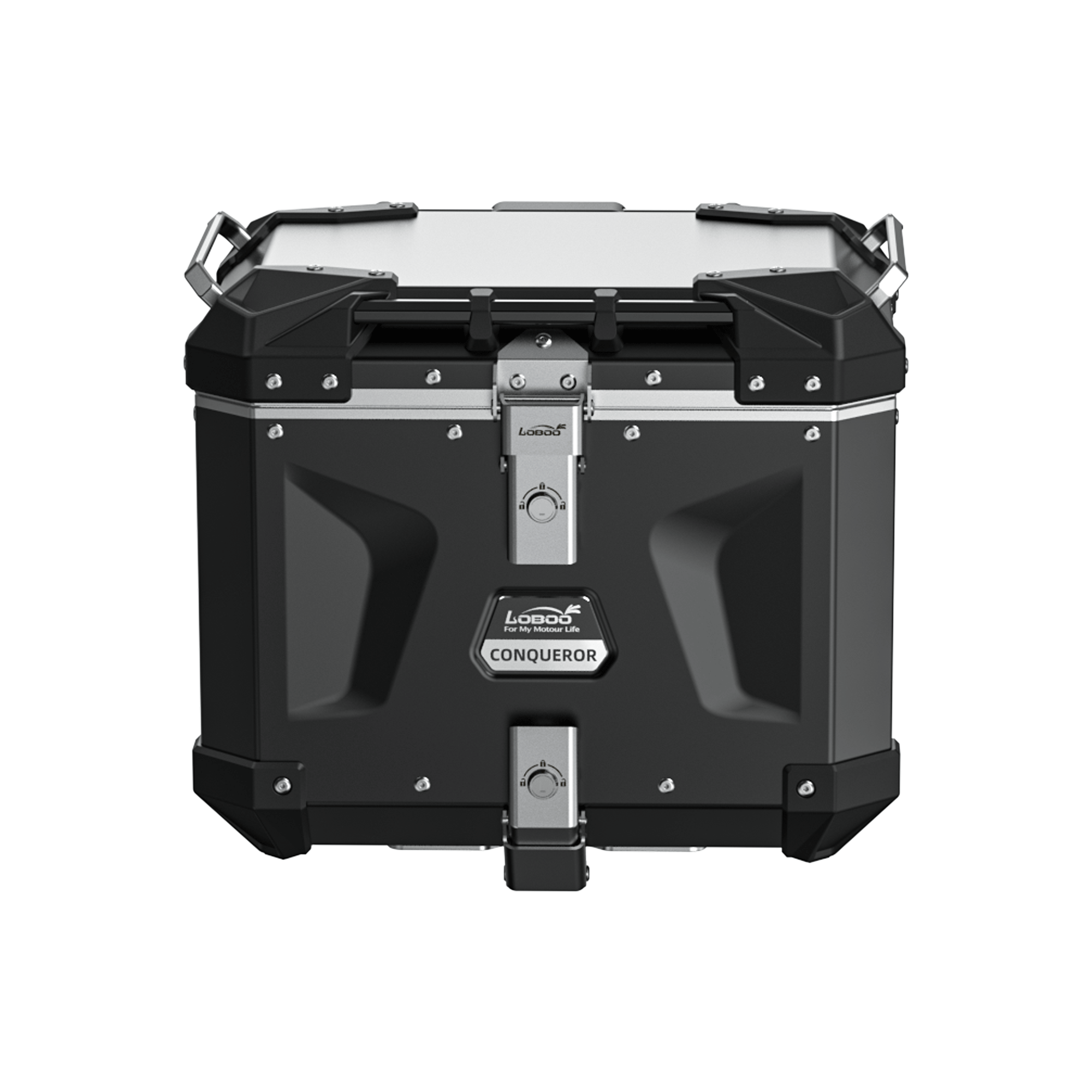 Bauletto posteriore LOBOO CONQUEROR C40T da 40 litri in alluminio nero per BMW R 1300 GS Adventure