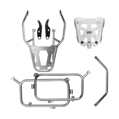 Kit completo tre valigie LOBOO per BMW R 1300 GS: telai laterali JP131B e portapacchi posteriore PRO JP131WB