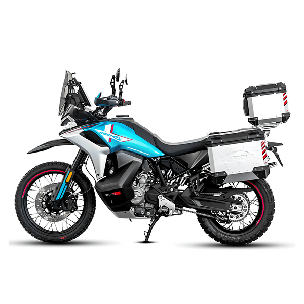 Maletas laterales de aluminio para CFMOTO 800MT-X con bastidores | PIKE TRACKER 35+30 L