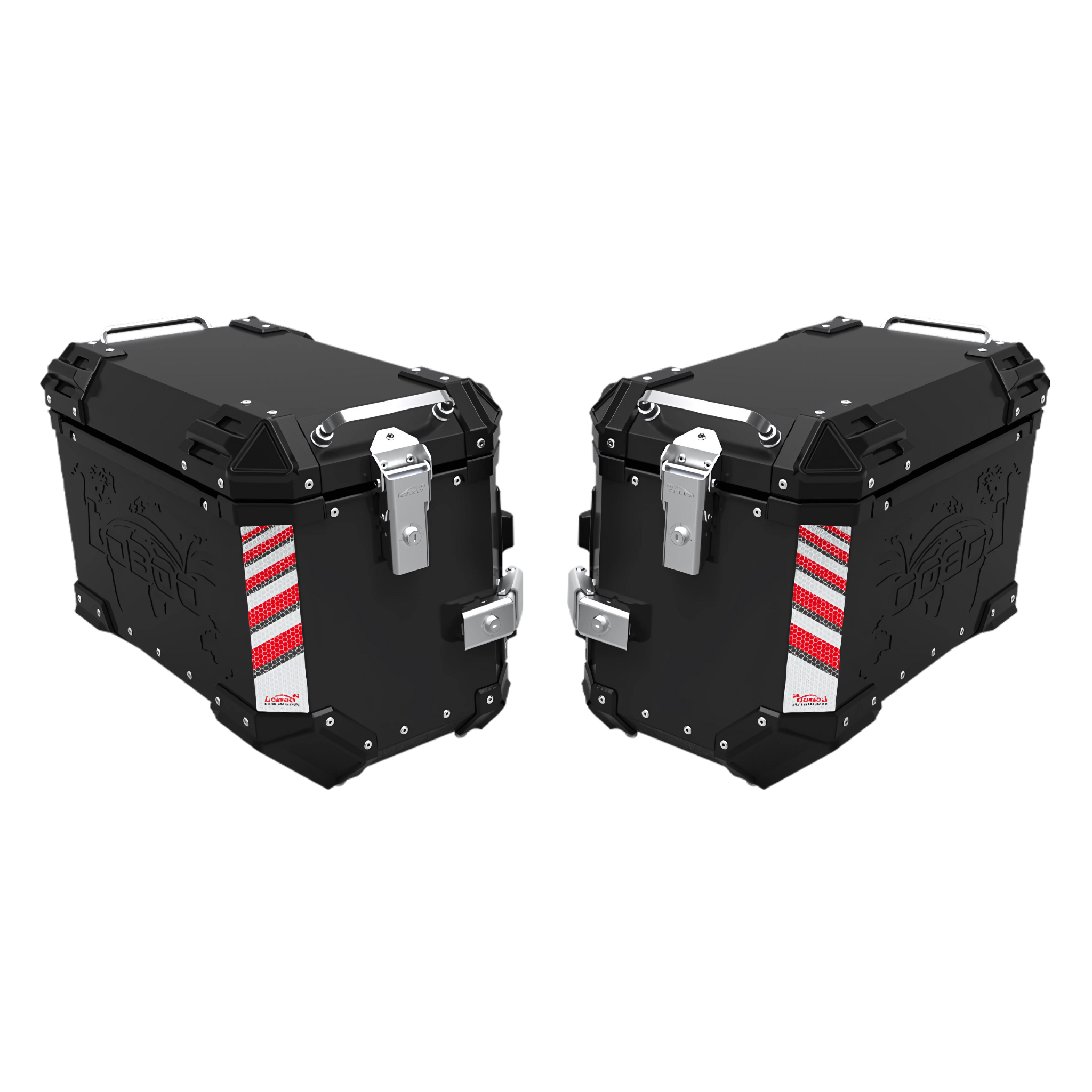 Coppia di valigie laterali LOBOO PIKE TRACKER nere da 45+45 litri, 90 litri complessivi