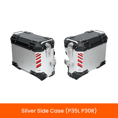Coppia di valigie laterali LOBOO PIKE TRACKER P35L e P30R argento