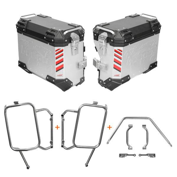 Maletas laterales de aluminio para Yamaha Ténéré 700 con soportes | PIKE TRACKER 35+30 L