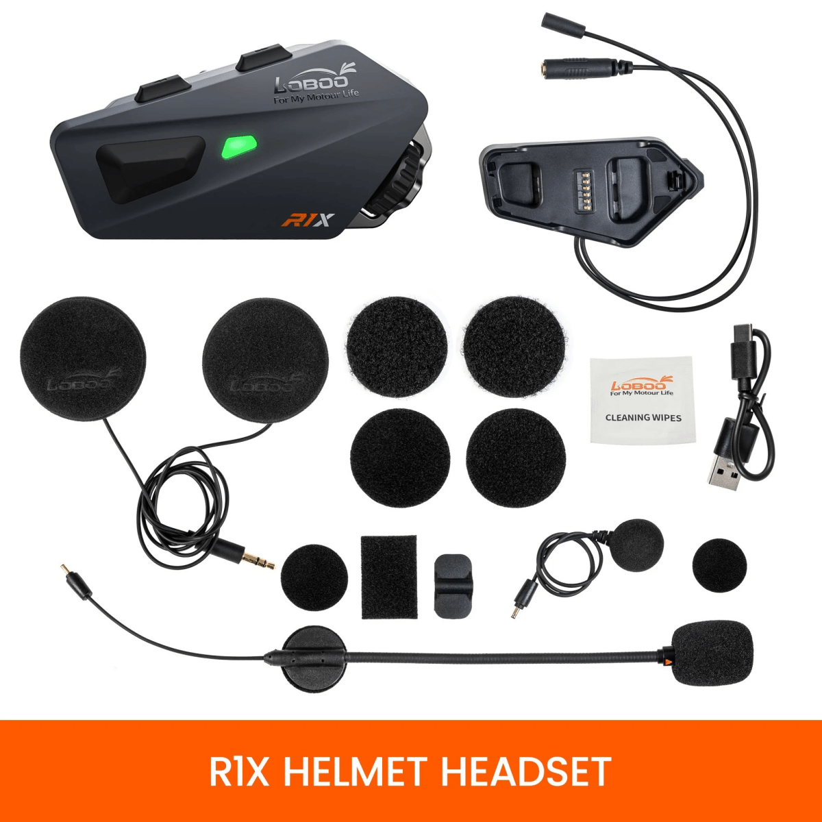 Manos libres para casco de moto LOBOO R1X – Bluetooth 5.3 - Endurrad.com